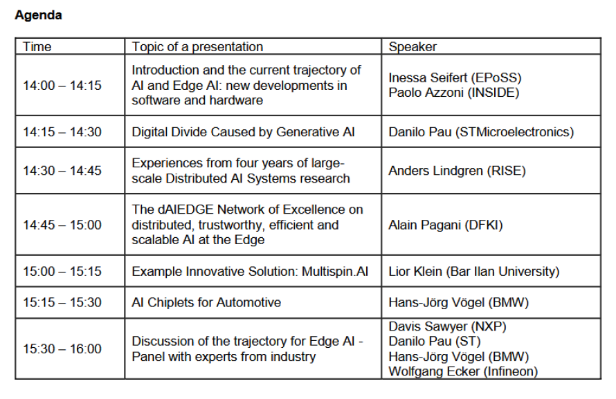 WS Edge AI Agenda WS Edge AI Agenda