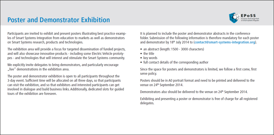 EPoSS Annual Forum 2014_Poster and Demonstrator Exhibition.PNG
