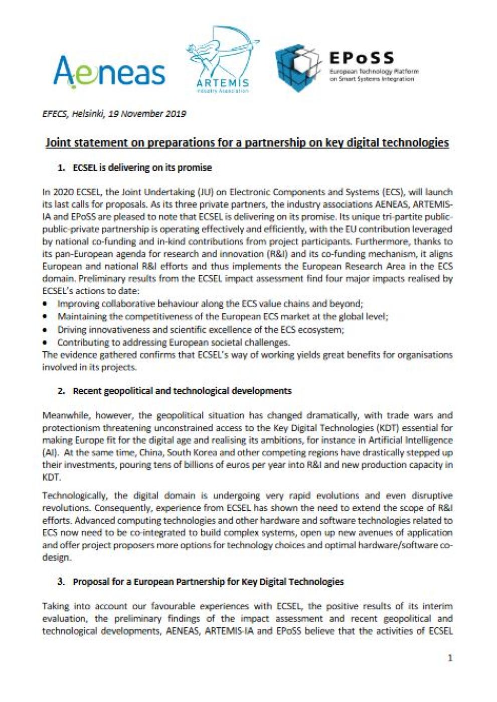 Joint Statement on KDT Cover